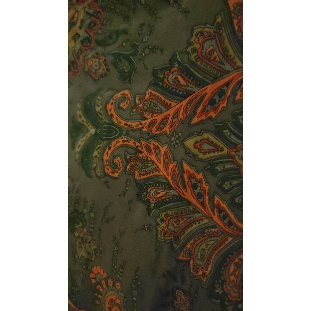 100% Silk Skirt NY & CO New With Tags Paisley Olive Green Boho Retro Knee length - Picture 5 of 6